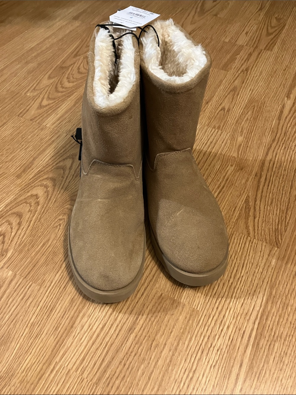 Time and Tru Women’s 7 NWT Cognac Genuine Suede Midcalf Pull on Cozy Boots